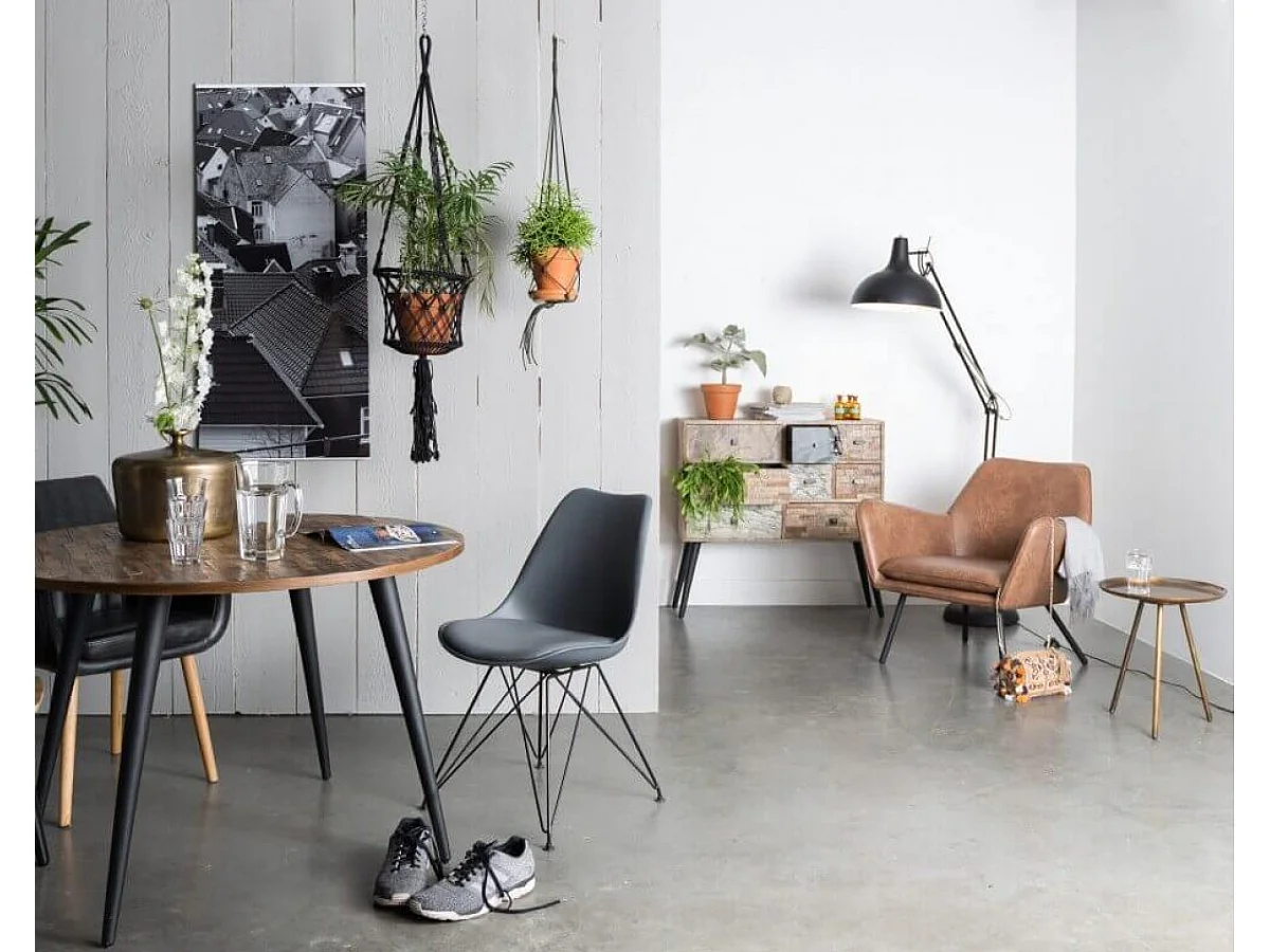 HAVANE - Table repas en bois recyclé et acier noir