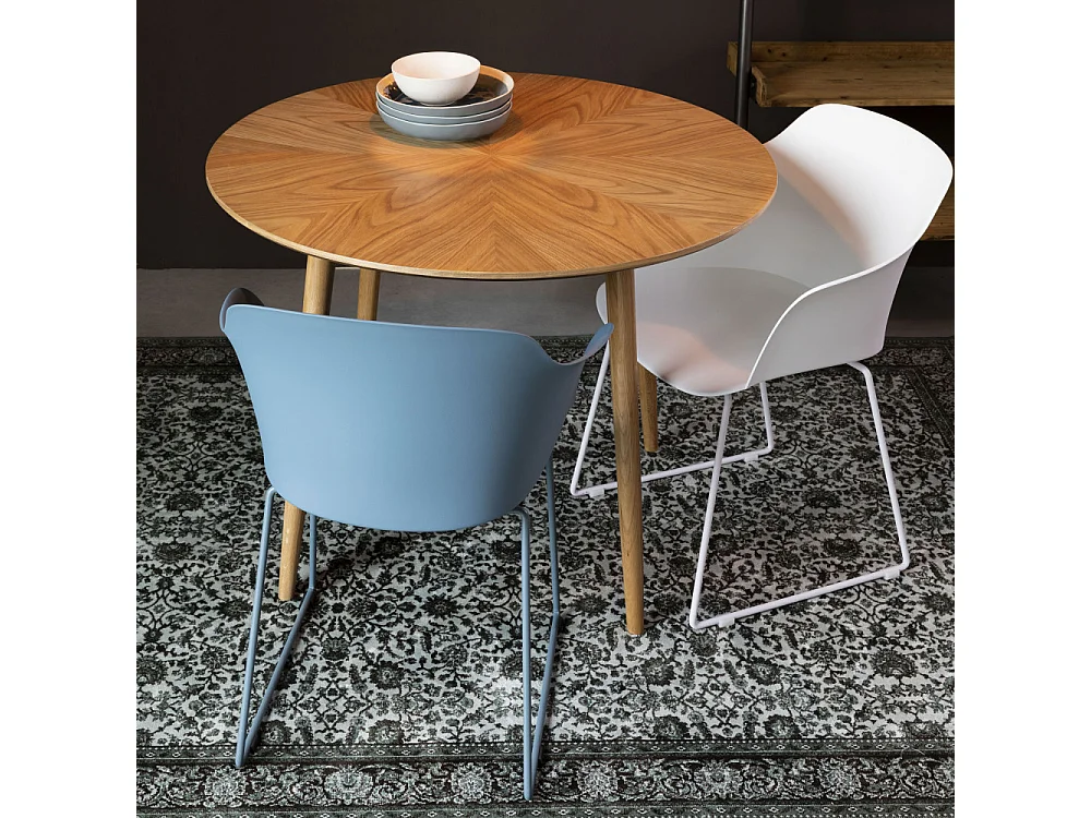 Fabio - Table à manger 2 personnes ronde en bois - Bois clair