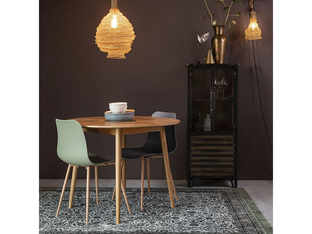 Fabio - Table à manger 2 personnes ronde en bois - Bois clair