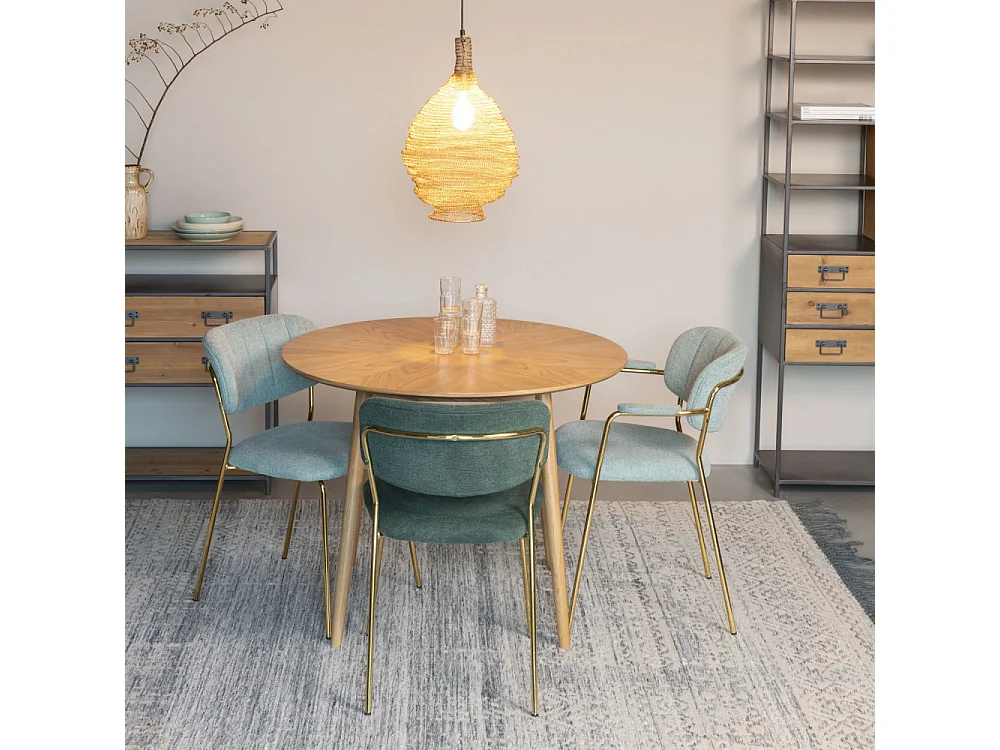 Fabio - Table à manger 2 personnes ronde en bois - Bois clair