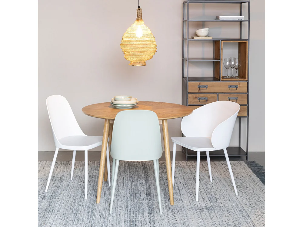 Fabio - Table à manger 2 personnes ronde en bois - Bois clair