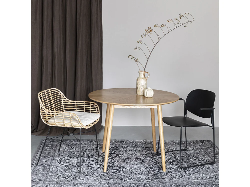 Fabio - Table à manger 2 personnes ronde en bois - Bois clair