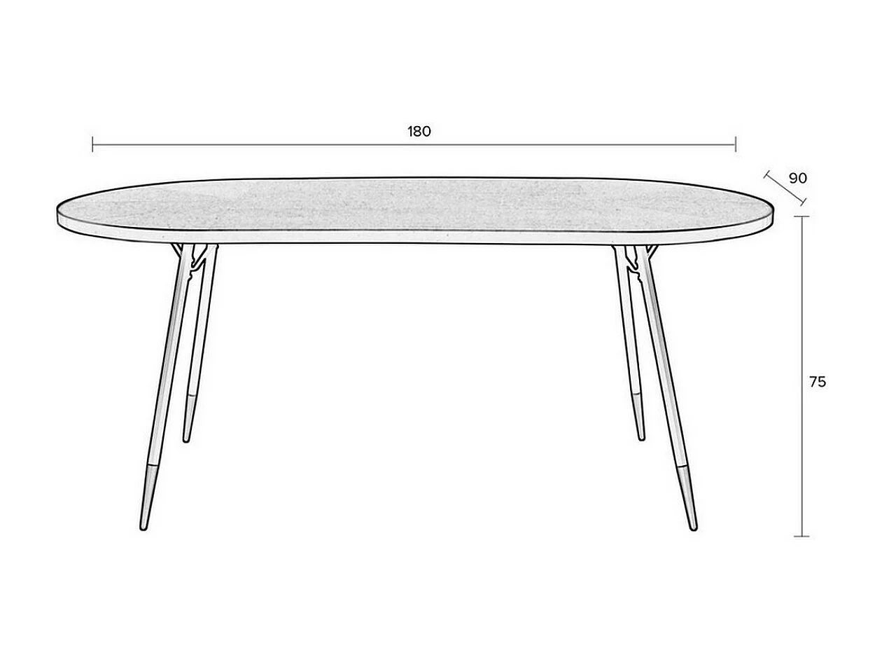 DENISE XL - Table de repas ovale en bois de Frêne finition Noyer
