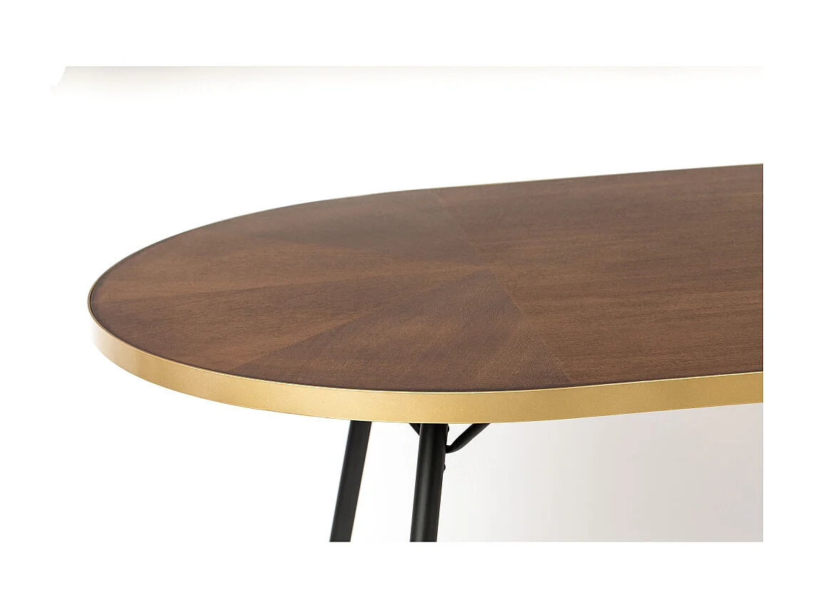 DENISE XL - Table de repas ovale en bois de Frêne finition Noyer