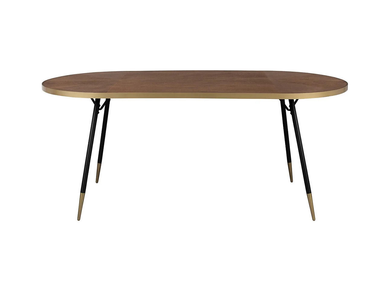 DENISE XL - Table de repas ovale en bois de Frêne finition Noyer