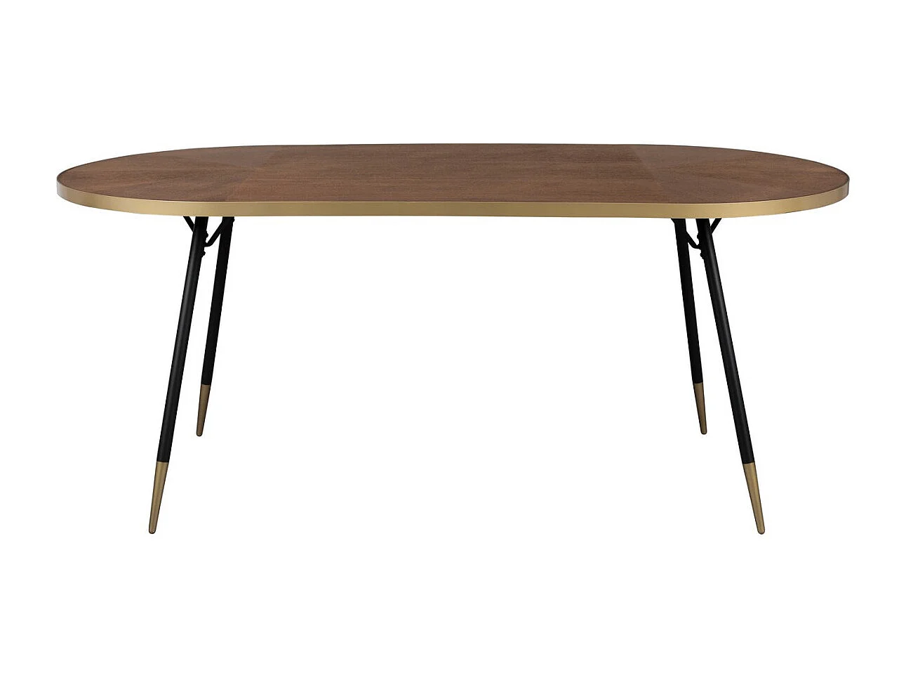 DENISE XL - Table de repas ovale en bois de Frêne finition Noyer