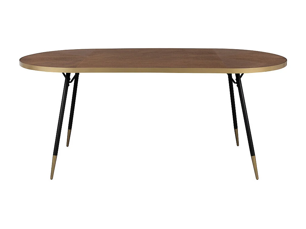 Denise - Table à manger 6 personnes en bois et métal - Bois foncé