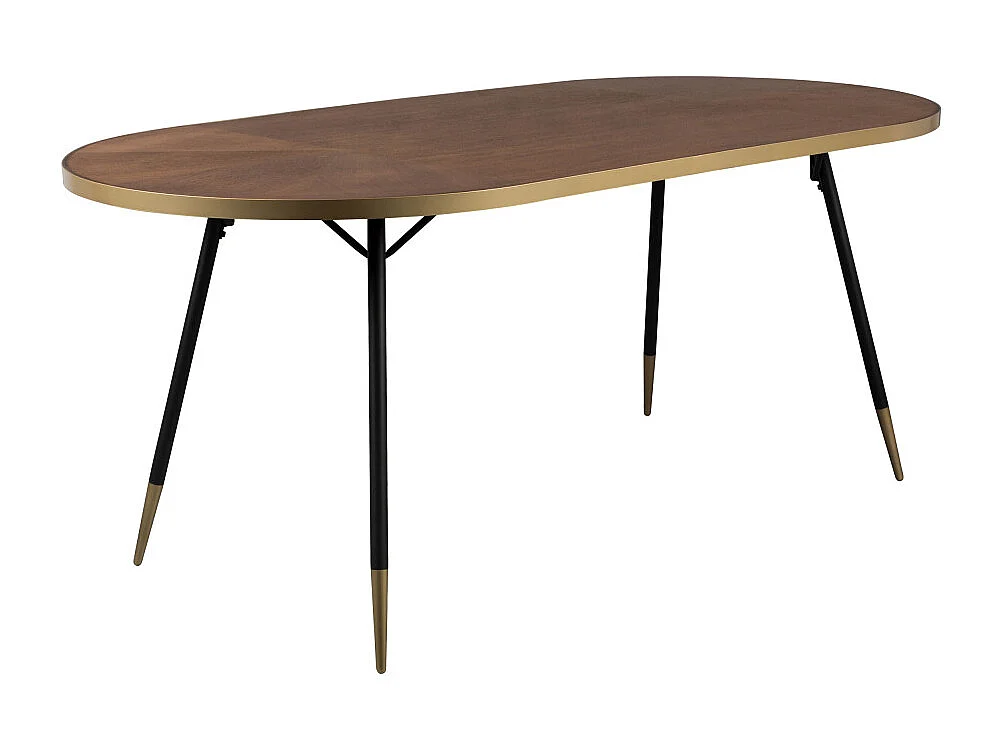 Denise - Table à manger 6 personnes en bois et métal - Bois foncé