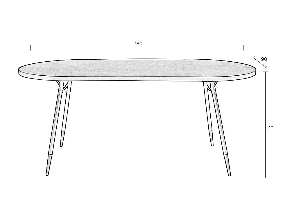 Denise - Table à manger 6 personnes en bois et métal - Bois foncé