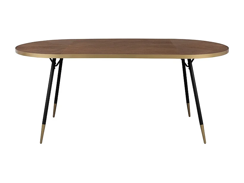 DENISE XL - Table de repas ovale en bois de Frêne finition Noyer