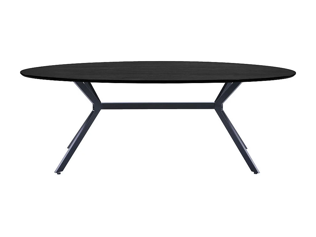 Bruno - Table à manger 10 personnes ovale en bois et métal - Noir