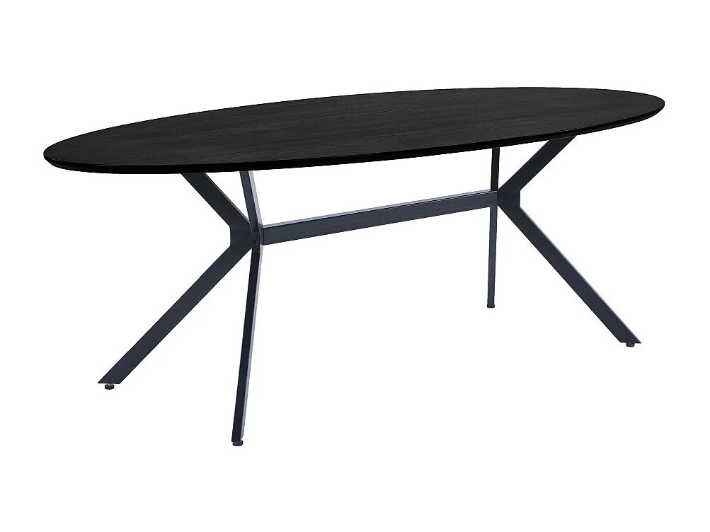 Bruno - Table à manger 10 personnes ovale en bois et métal - Noir