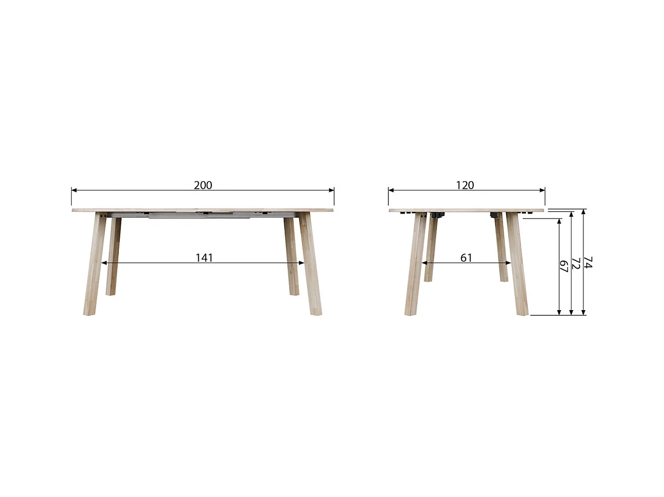 LANGEJAN - Table de repas ronde extensible en chêne clair