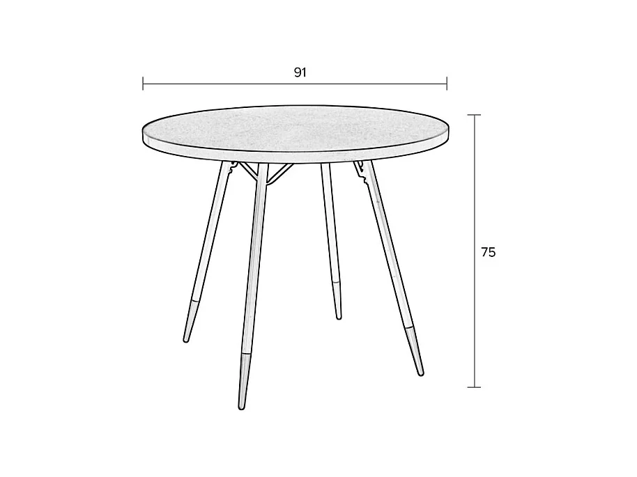 DENISE XL - Table de repas ronde en bois de Frêne avec entourage doré
