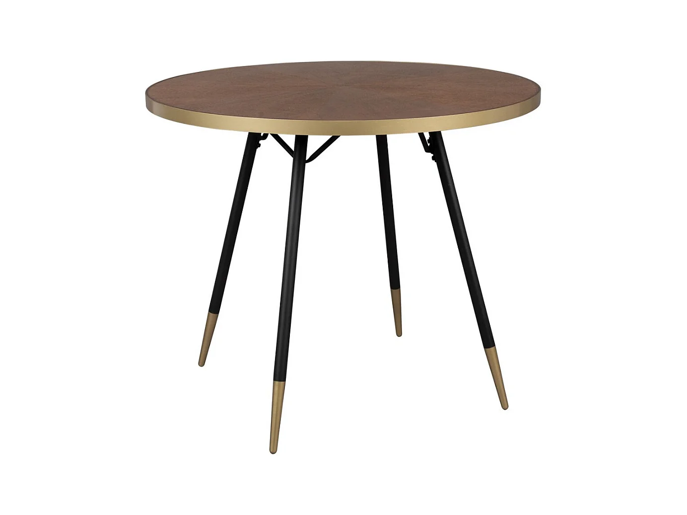 DENISE XL - Table de repas ronde en bois de Frêne avec entourage doré