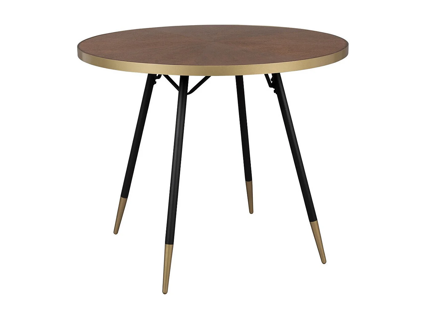 DENISE XL - Table de repas ronde en bois de Frêne avec entourage doré