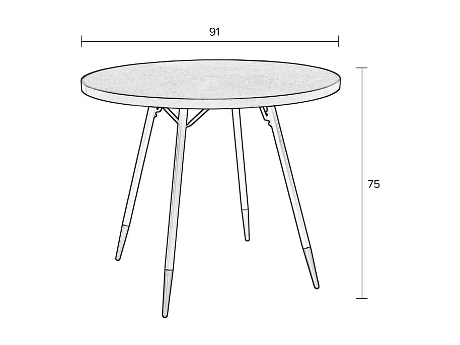 DENISE XL - Table de repas ronde en bois de Frêne avec entourage doré