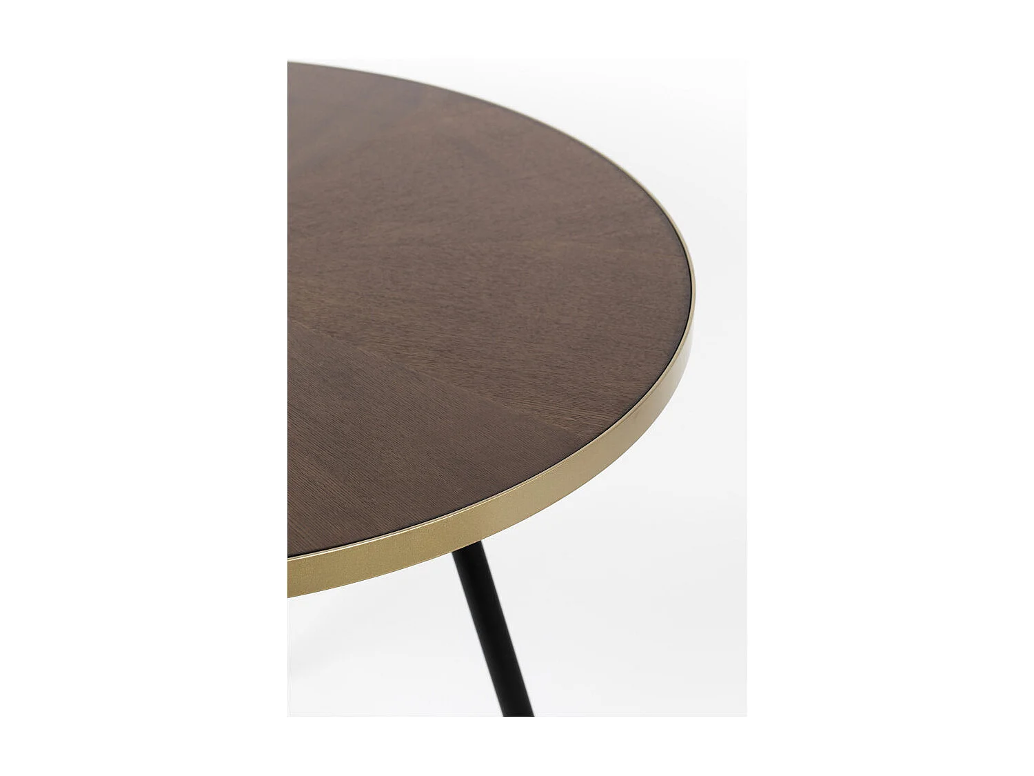 Denise - Table à manger 2 personnes ronde en bois et métal - Bois foncé