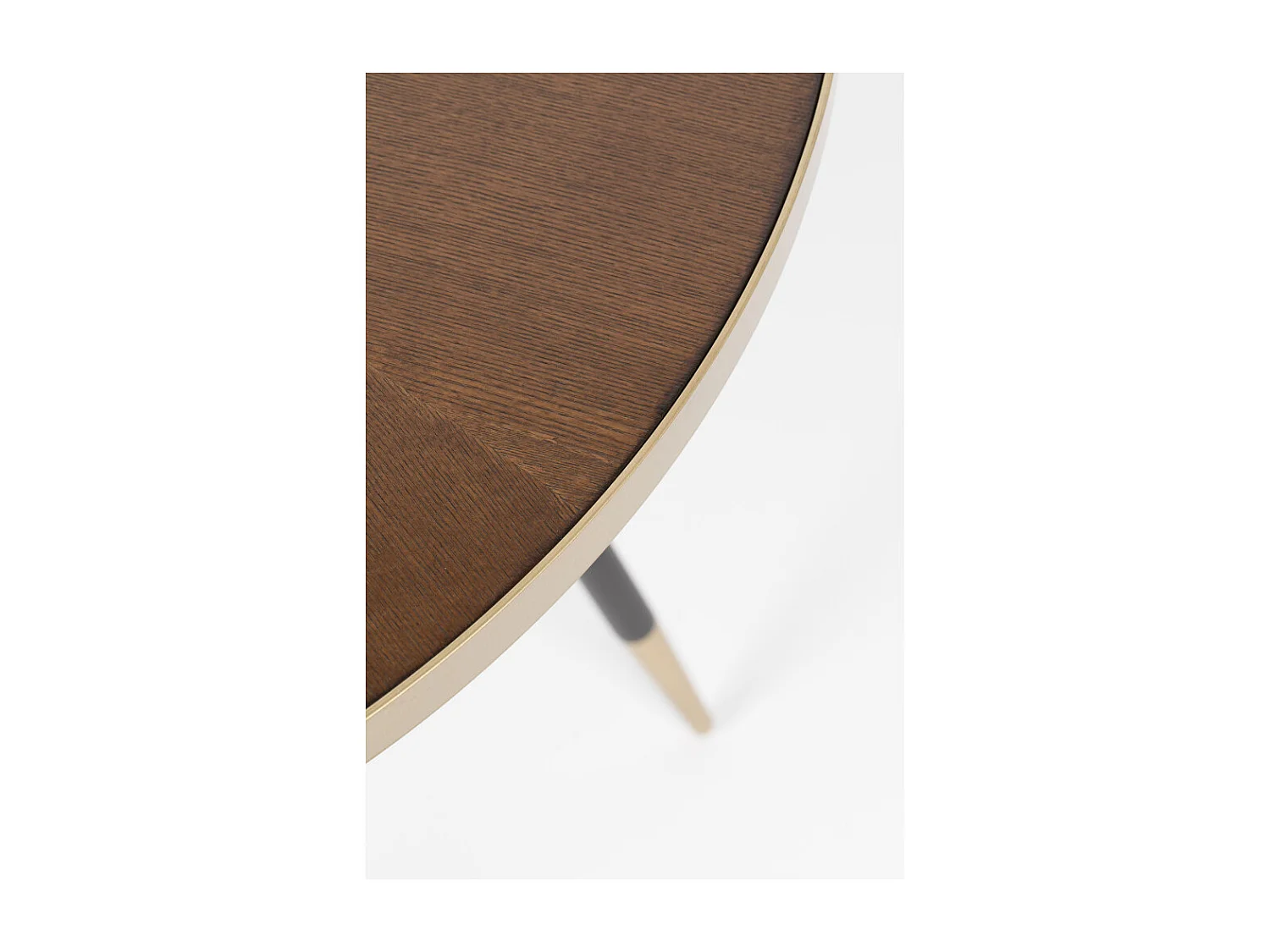 Denise - Table à manger 2 personnes ronde en bois et métal - Bois foncé