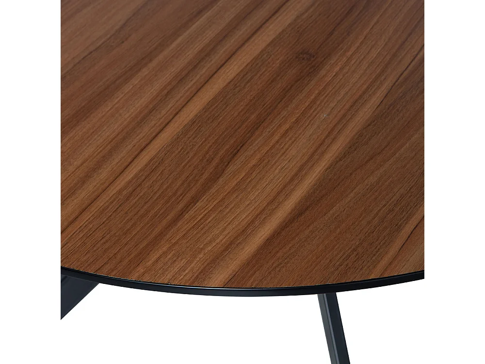 BRUNO - Table ronde en Noyer avec structure en acier noir