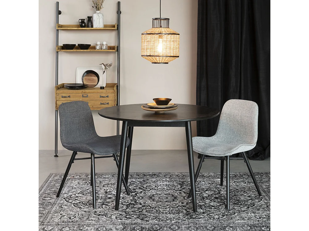 Fabio - Table à manger 2 personnes ronde en bois - Noir