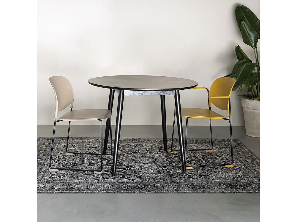 Fabio - Table à manger 2 personnes ronde en bois - Noir