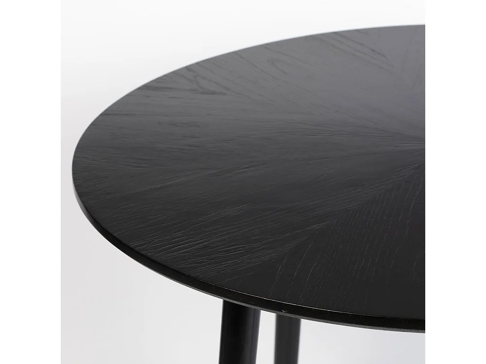 Fabio - Table à manger 2 personnes ronde en bois - Noir