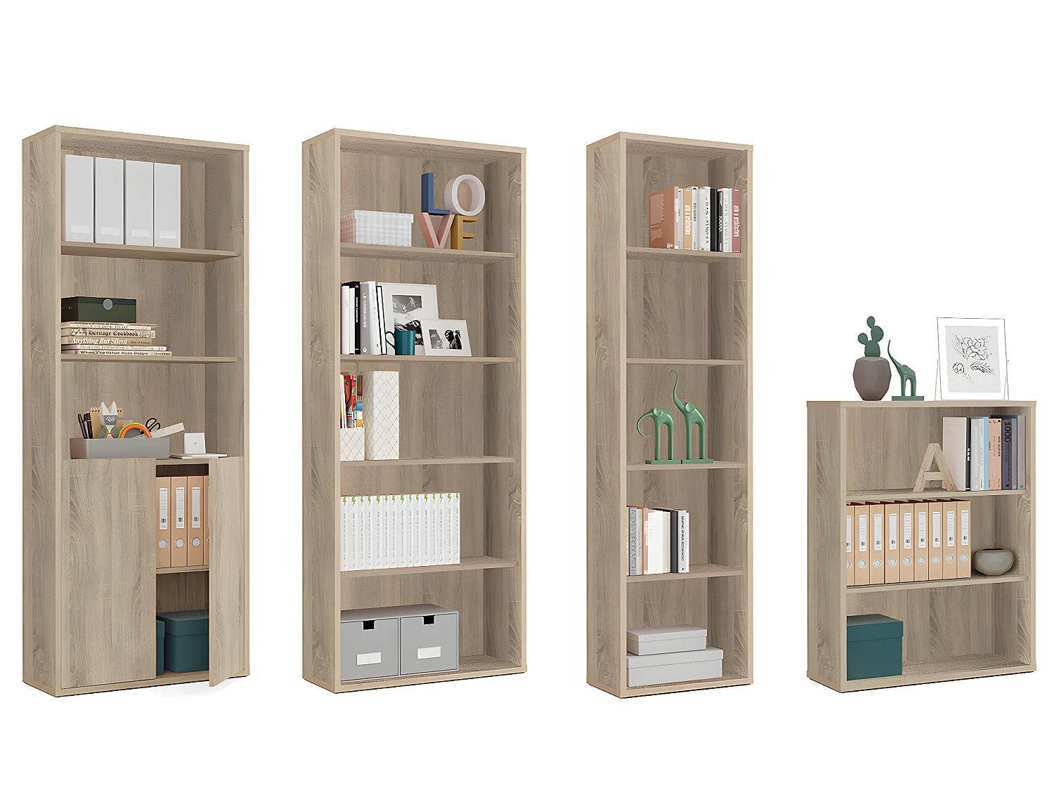 Bibliothèque / étagère de rangement, coloris Cambrian - Hauteur 196.5 x Longueur 75.5 x Profondeur 33 cm