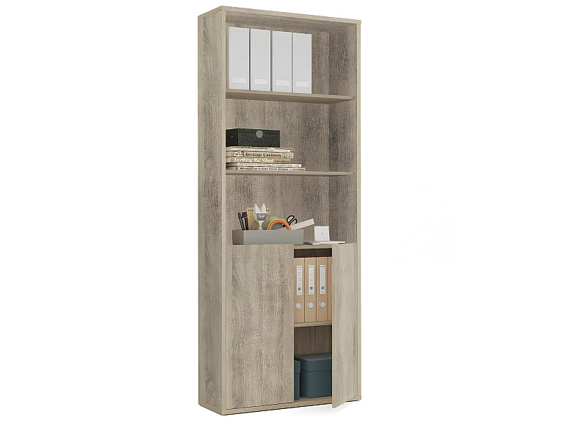 Bibliothèque / étagère de rangement, coloris Cambrian - Hauteur 196.5 x Longueur 75.5 x Profondeur 33 cm