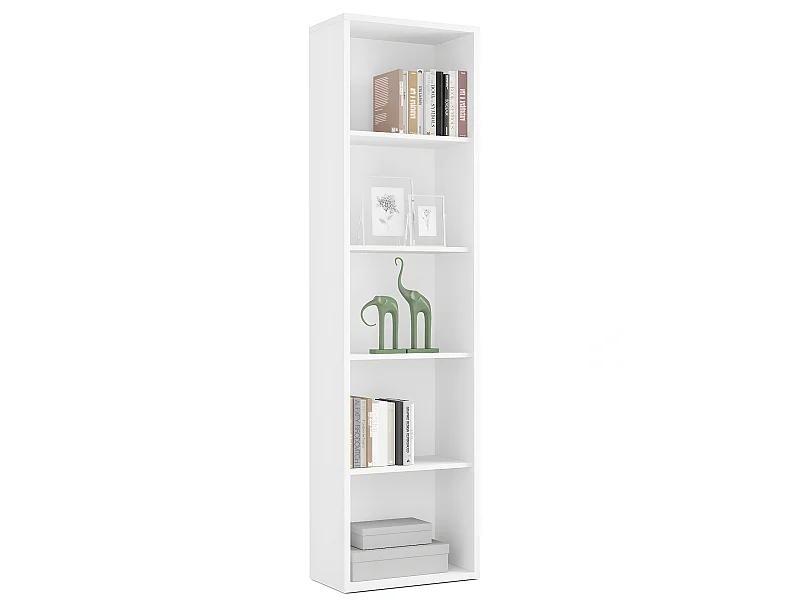 Bibliothèque / étagère de rangement coloris blanc - Hauteur 196.5 x Longueur 51.5 x Profondeur 33 cm