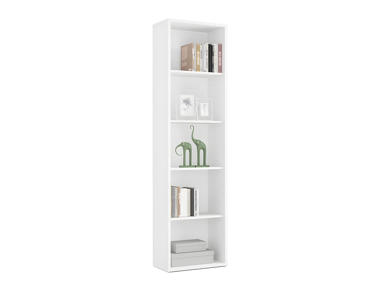Bibliothèque / étagère de rangement coloris blanc - Hauteur 196.5 x Longueur 51.5 x Profondeur 33 cm