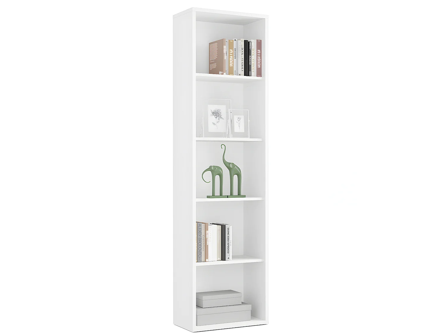 Bibliothèque / étagère de rangement coloris blanc - Hauteur 196.5 x Longueur 51.5 x Profondeur 33 cm