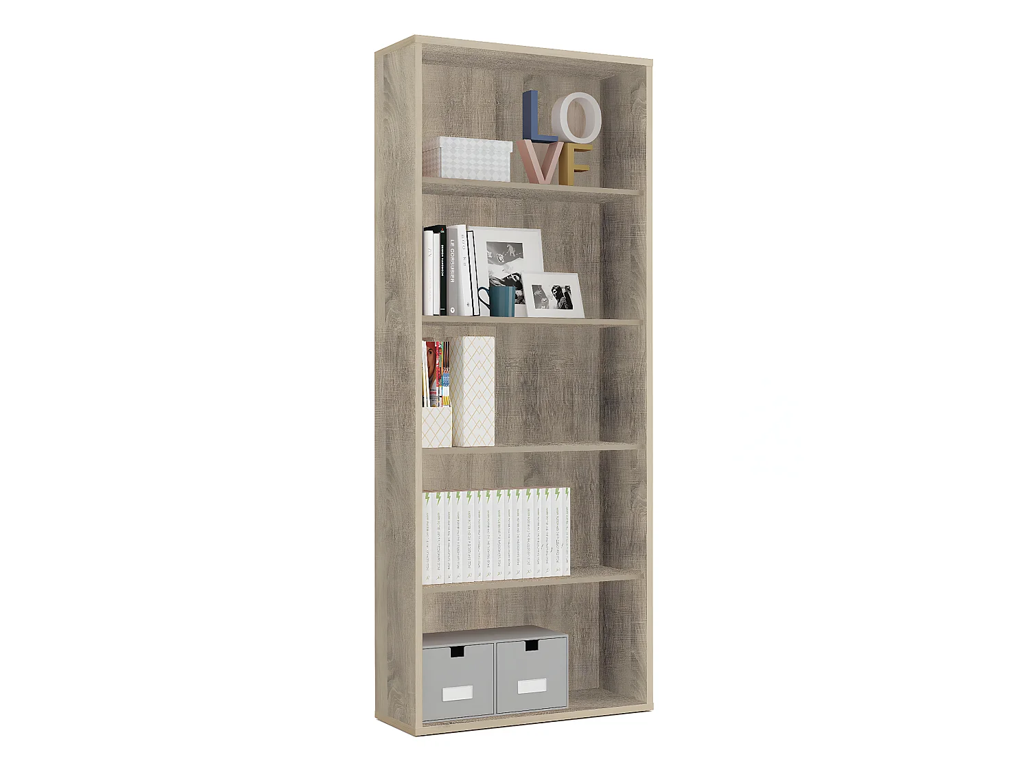 Bibliothèque / étagère de rangement coloris Cambrian - Hauteur 196.5 x Longueur 75.5 x Profondeur 33 cm