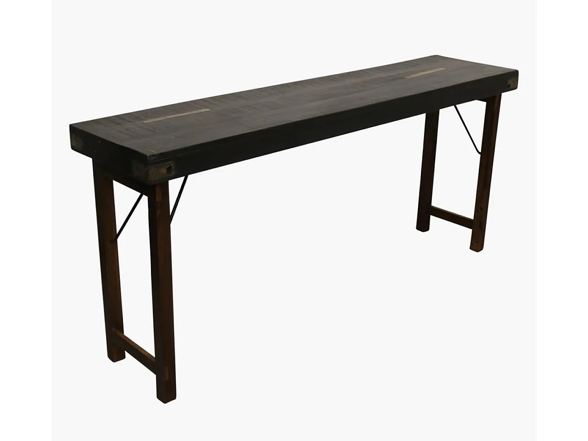 VINTAGE - Console vintage pliante en bois noir