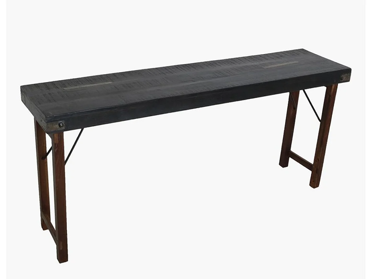 VINTAGE - Console vintage pliante en bois noir