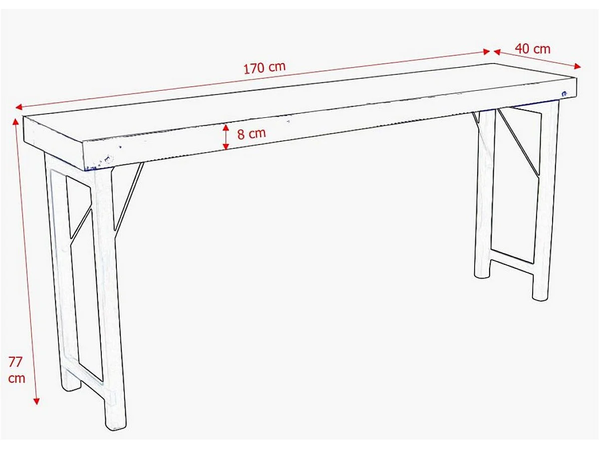 VINTAGE - Console vintage pliante en bois noir