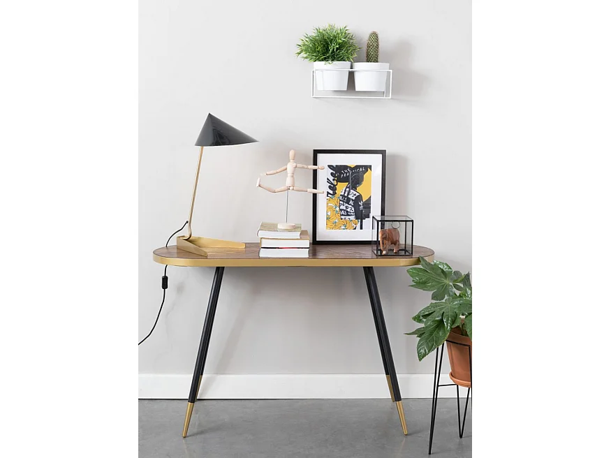 DENISE - Console art déco en bois de frêne avec finition noyer