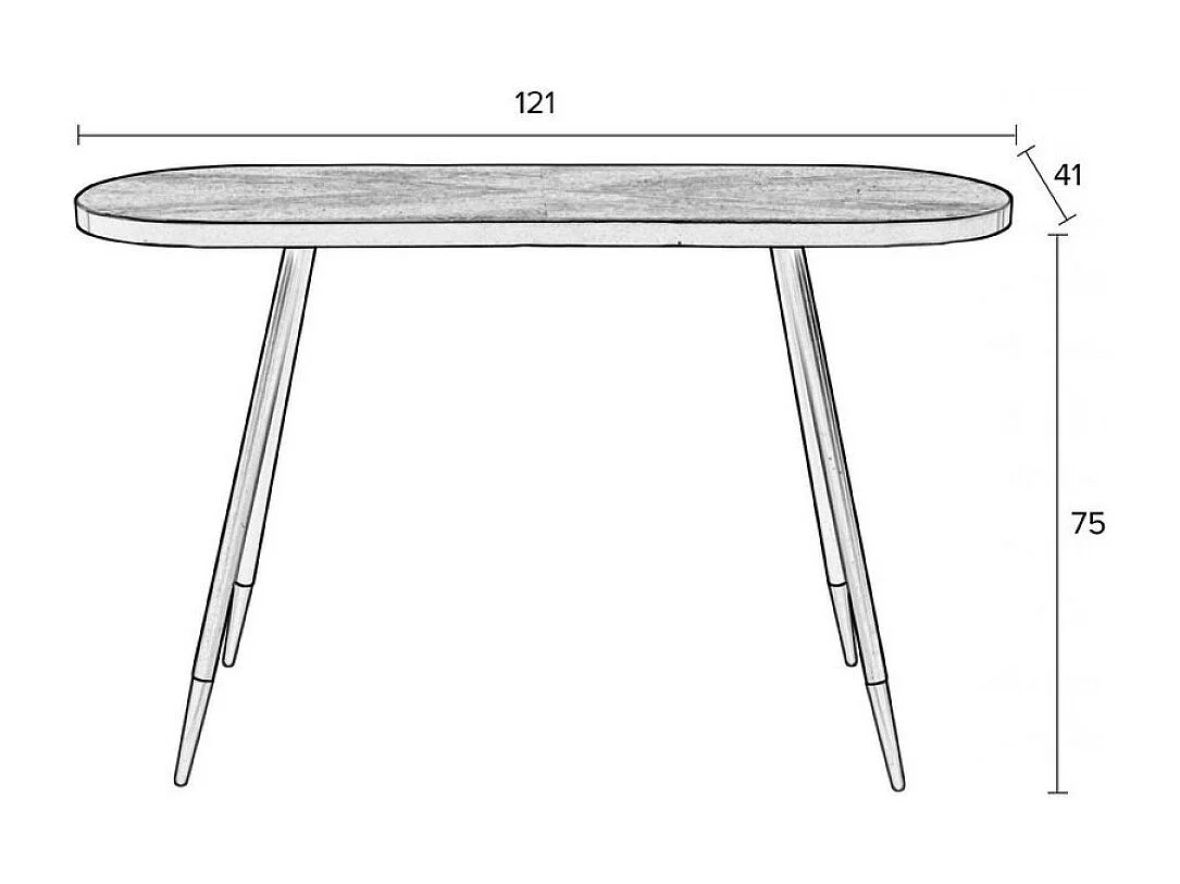 DENISE - Console art déco en bois de frêne avec finition noyer