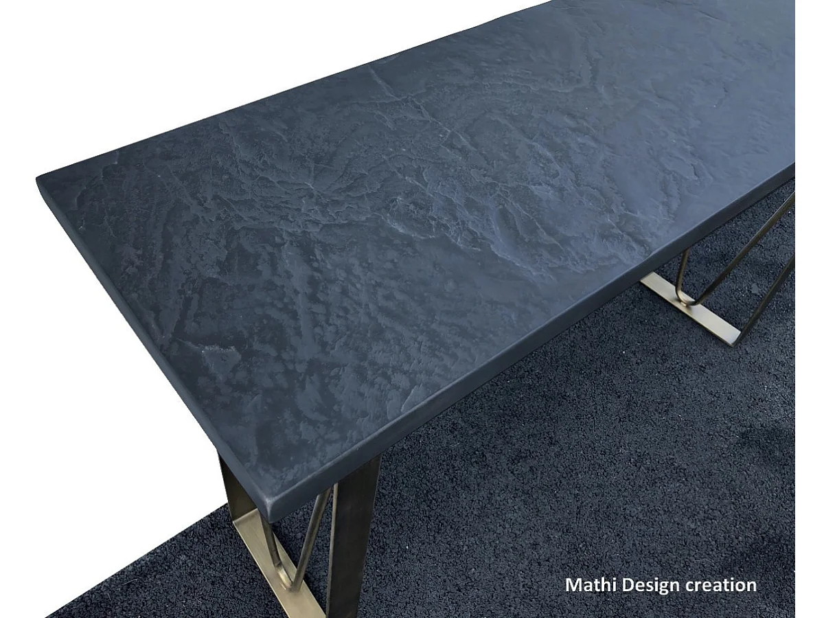 ARDOISE - Console effet ardoise avec structure en métal bronze