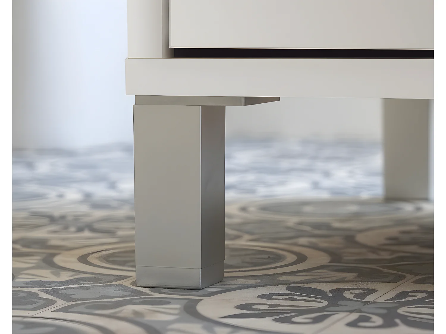 Meuble Vasque avec miroir coloris blanc brillant - Hauteur 90 x Longueur 81.5 x Profondeur 46.5 cm