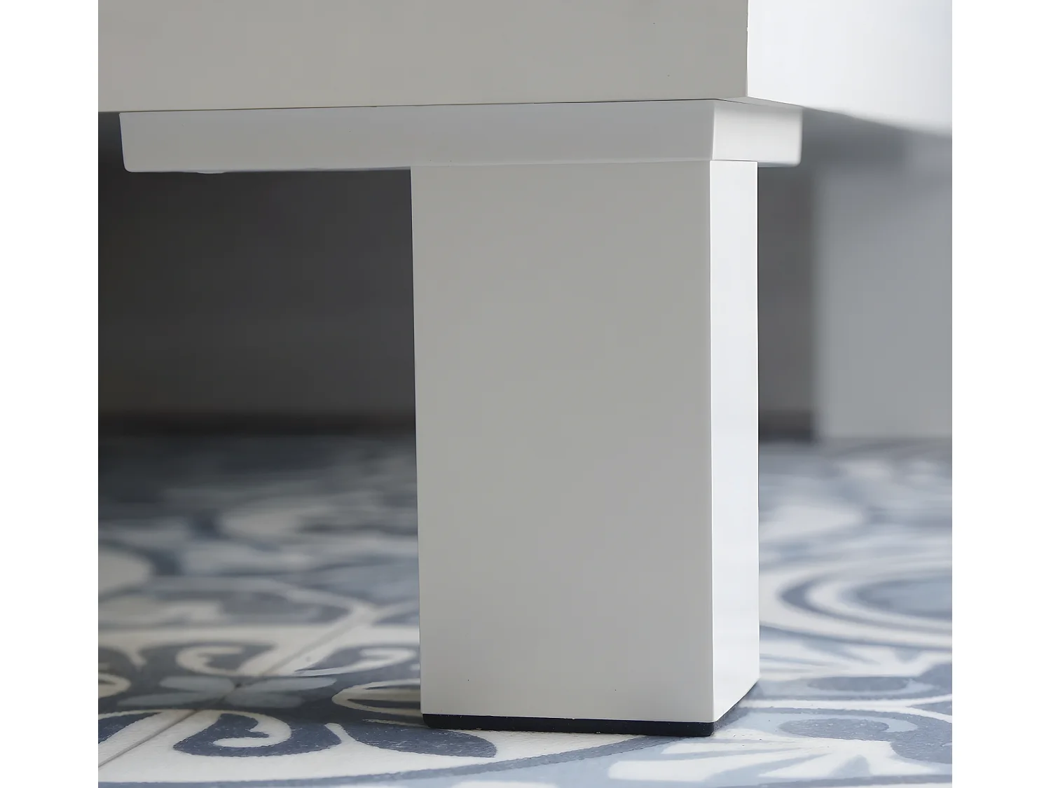 Meuble sous lavabo 1 porte coloris Blanc brillant / effet bois - Hauteur 64 x Longueur 59 x Profondeur 45 cm