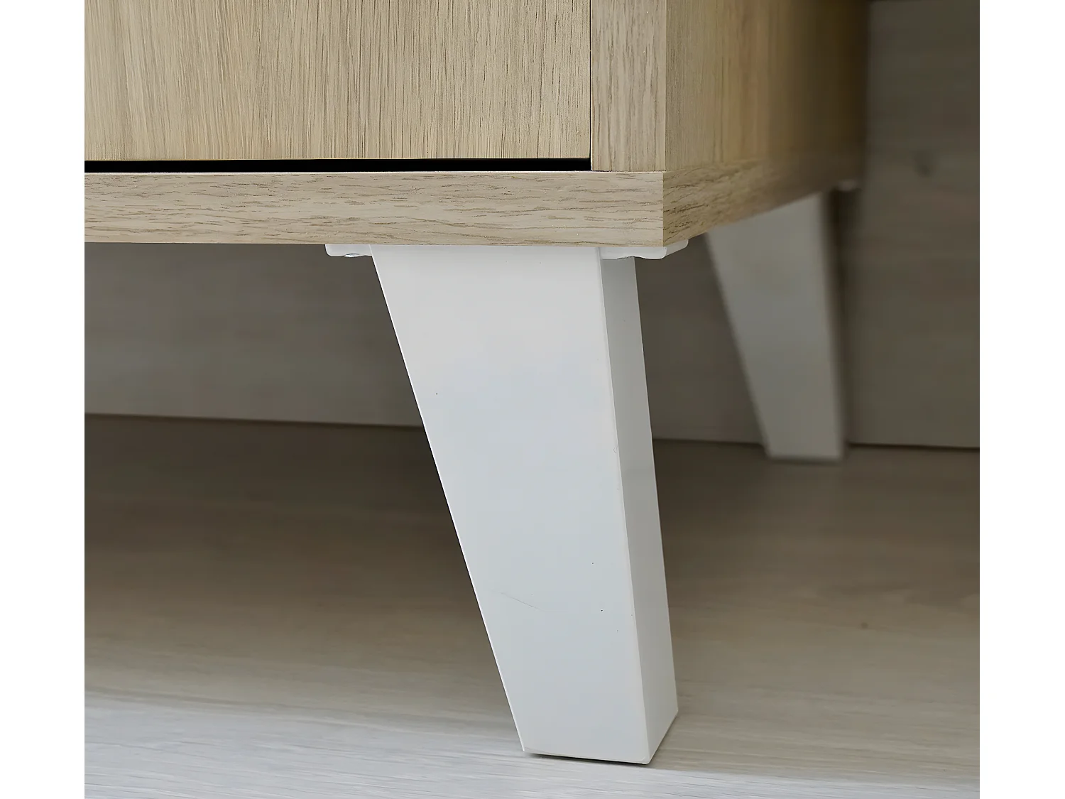 Meuble Vasque 1 porte + 1 tiroir coloris effet bois / blanc - Hauteur 90 x Longueur 82 x Profondeur 47 cm