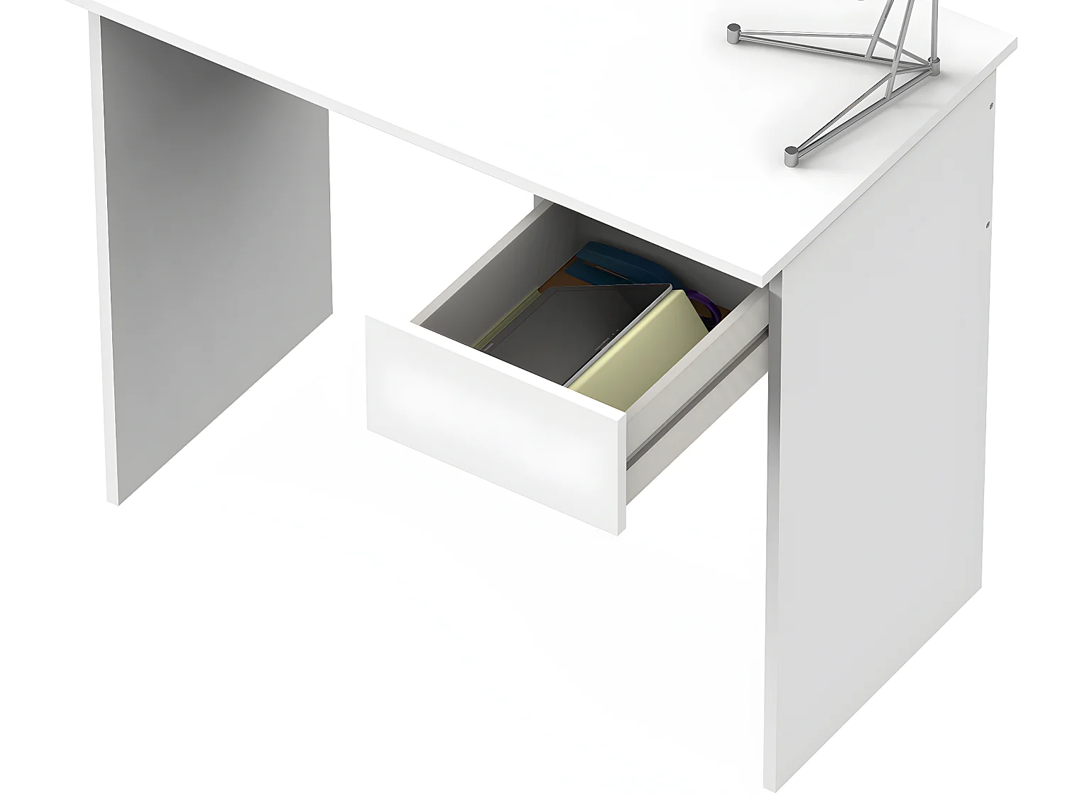 Bureau avec tiroir coloris blanc - Hauteur 75 x Longueur 90 x Profondeur 50 cm