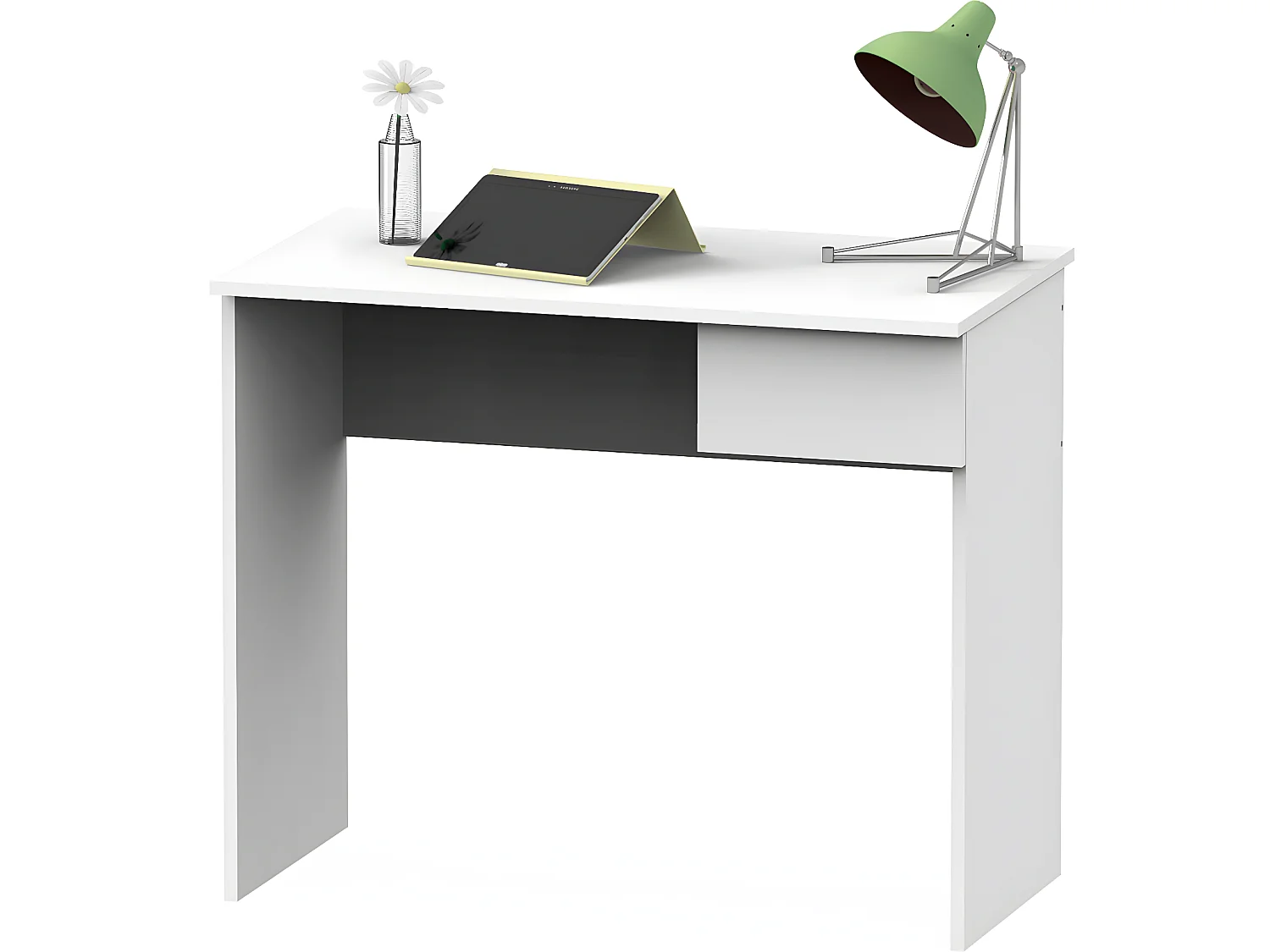 Bureau avec tiroir coloris blanc - Hauteur 75 x Longueur 90 x Profondeur 50 cm