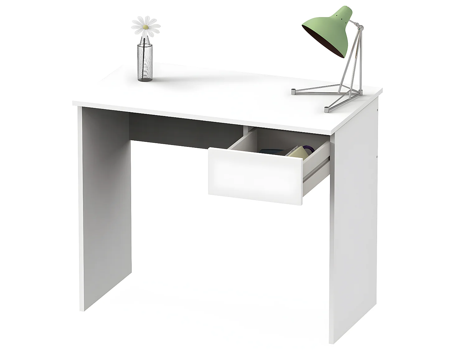 Bureau avec tiroir coloris blanc - Hauteur 75 x Longueur 90 x Profondeur 50 cm