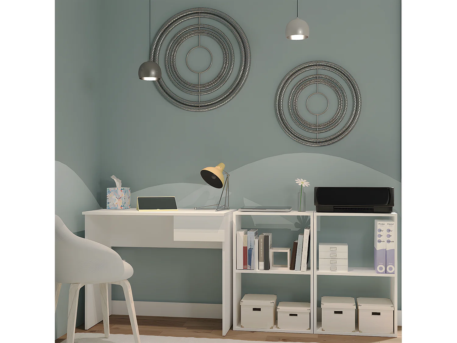 Bureau avec tiroir coloris blanc - Hauteur 75 x Longueur 90 x Profondeur 50 cm