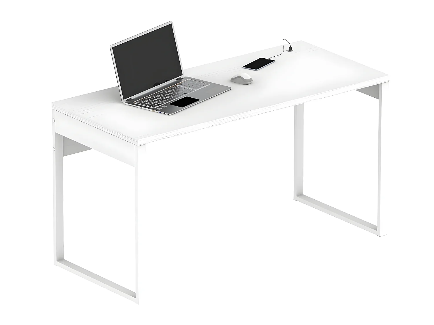 Bureau coloris blanc - Hauteur 76 x Longueur 135 x Profondeur 60 cm
