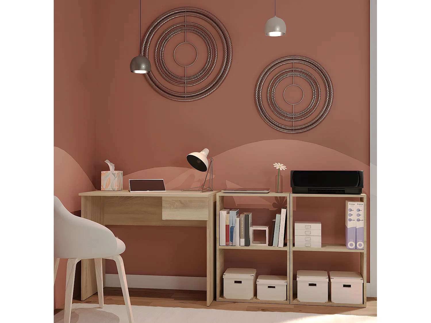 Bureau avec tiroir coloris Cambrian - Hauteur 75 x Longueur 90 x Profondeur 50 cm