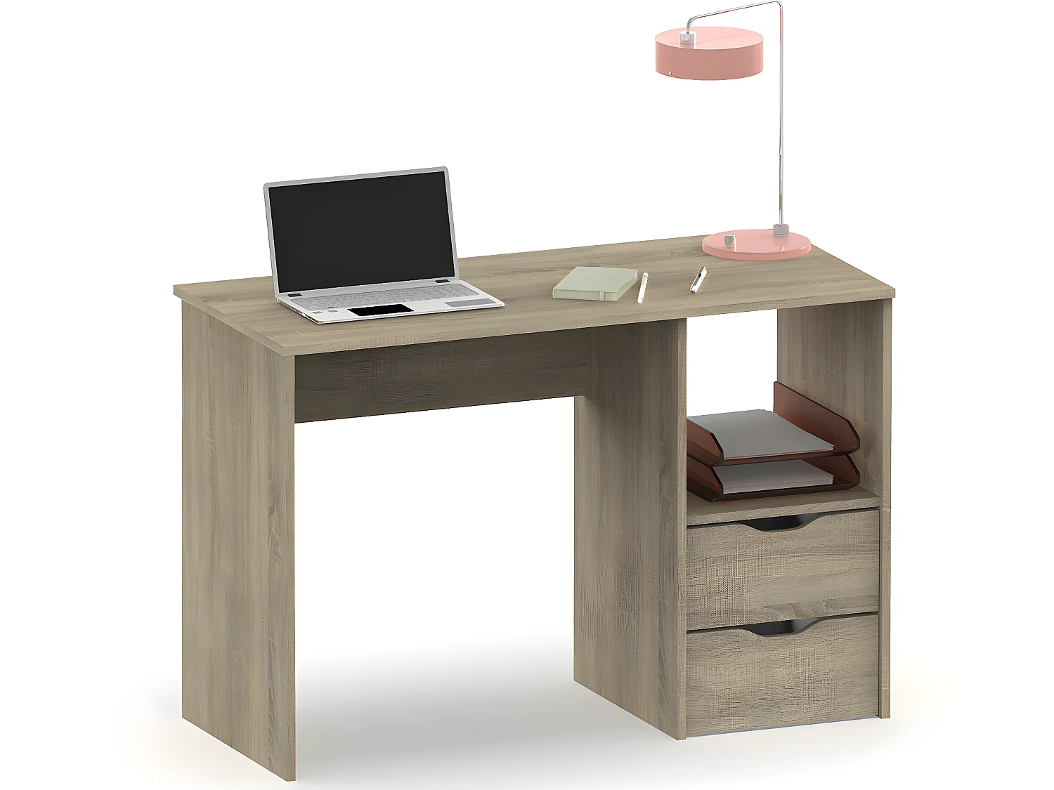 Bureau 2 tiroirs coloris Cambrian - Hauteur 76 x Longueur 115 x Profondeur 50 cm