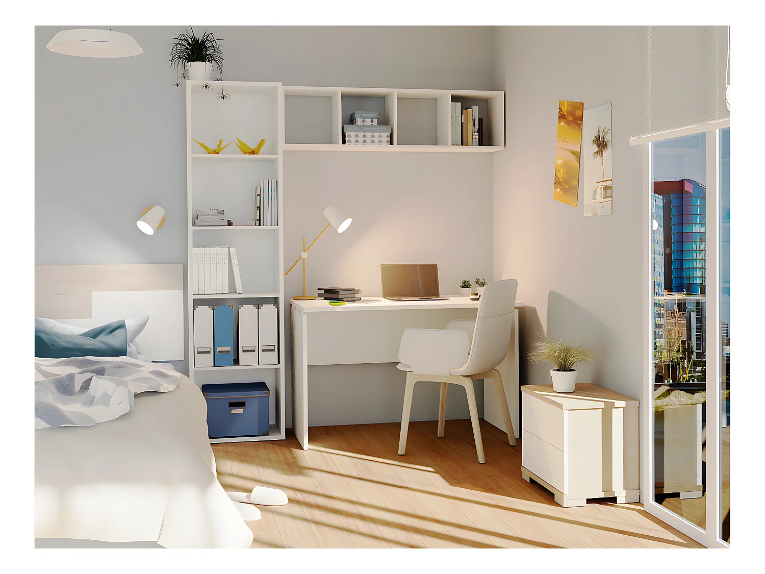 Bureau coloris blanc - Hauteur 76 x Longueur 120 x Profondeur 68 cm